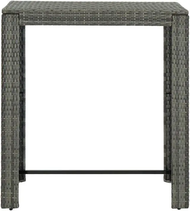 Alt view image 7 of 14 - vidaXL Patio Bar Table Outdoor Pub Table Bistro Counter Table PE Rattan Gray