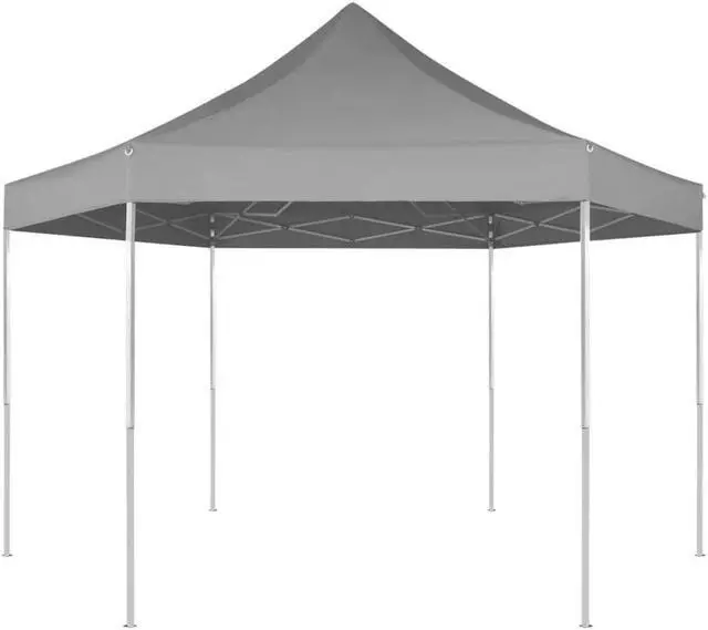 Alt view image 14 of 17 - vidaXL Gazebo Hexagonal Pop-Up Canopy Tent Outdoor Shelter Party Tent Gray