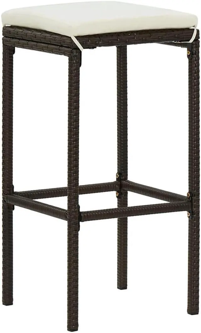 Alt view image 13 of 13 - vidaXL 5 Piece Garden Bar Set with Cushions Poly Rattan Brown