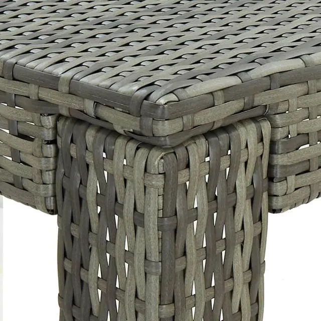 Alt view image 10 of 14 - vidaXL Patio Bar Table Outdoor Pub Table Bistro Counter Table PE Rattan Gray