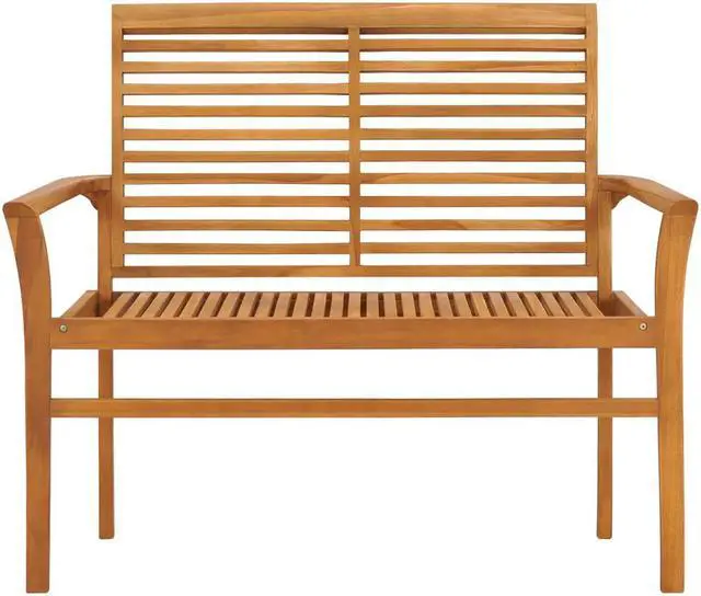 Alt view image 3 of 7 - vidaXL Outdoor Patio Bench Garden Bench with Green Cushion Solid Wood Teak
