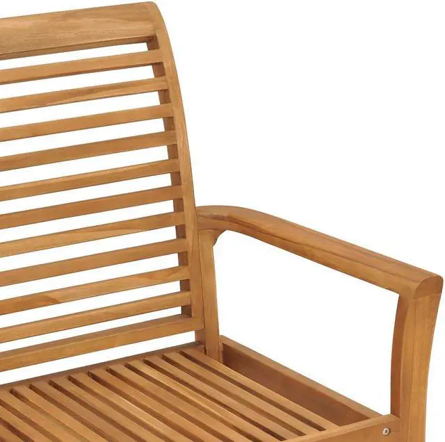 Alt view image 4 of 7 - vidaXL Outdoor Patio Bench Garden Bench with Green Cushion Solid Wood Teak