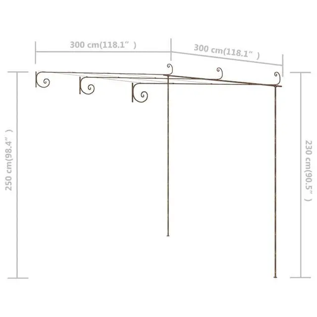 Alt view image 10 of 10 - vidaXL Garden Rose Arch Antique Brown 9.8'x9.8'x8.2' Iron