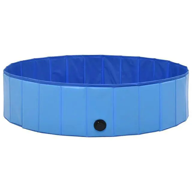 Alt view image 13 of 18 - vidaXL Foldable Dog Swimming Pool Blue 47.2"x11.8" PVC
