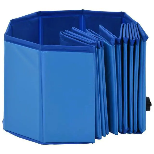 Alt view image 14 of 18 - vidaXL Foldable Dog Swimming Pool Blue 47.2"x11.8" PVC