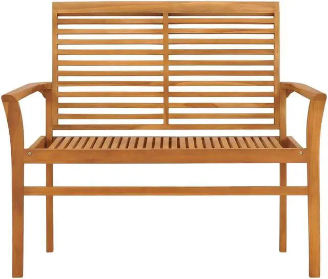 Alt view image 3 of 7 - vidaXL Outdoor Patio Bench Garden Bench with Green Cushion Solid Wood Teak