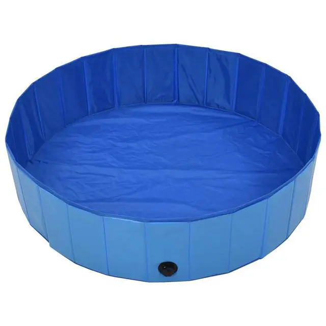 Alt view image 16 of 18 - vidaXL Foldable Dog Swimming Pool Blue 47.2"x11.8" PVC