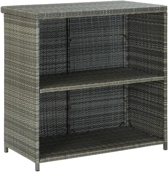 Alt view image 6 of 13 - vidaXL Bar Set 3 Piece High Top Counter Height Table Set Poly Rattan Gray
