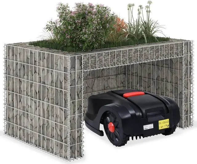 Alt view image 2 of 9 - vidaXL Lawn Mower Garage with Raised Bed 43.3"x31.5"x23.6" Steel Wire