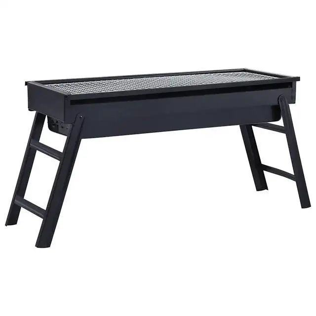 Alt view image 7 of 13 - vidaXL Portable Camping BBQ Grill Steel 23.6"x8.9"x13"