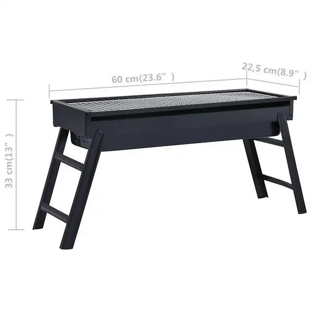 Alt view image 13 of 13 - vidaXL Portable Camping BBQ Grill Steel 23.6"x8.9"x13"