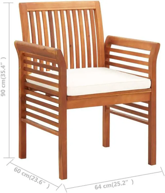 Alt view image 7 of 13 - vidaXL Modern Dining Chair Patio Dining Chair with Cushion Solid Wood Acacia