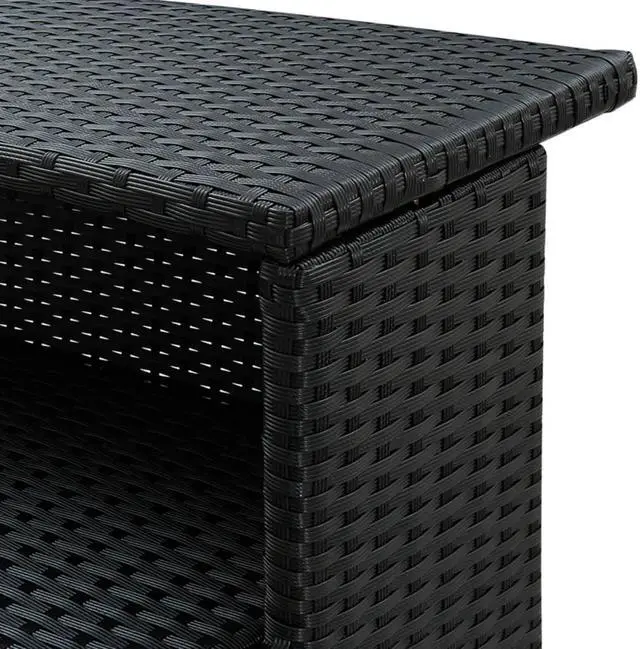 Alt view image 7 of 14 - vidaXL Patio Bar Table Outdoor Counter Pub Table with 2 Shelves PE Rattan Black