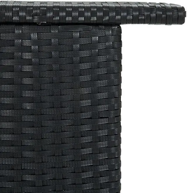 Alt view image 6 of 14 - vidaXL Patio Bar Table Outdoor Counter Pub Table with 2 Shelves PE Rattan Black
