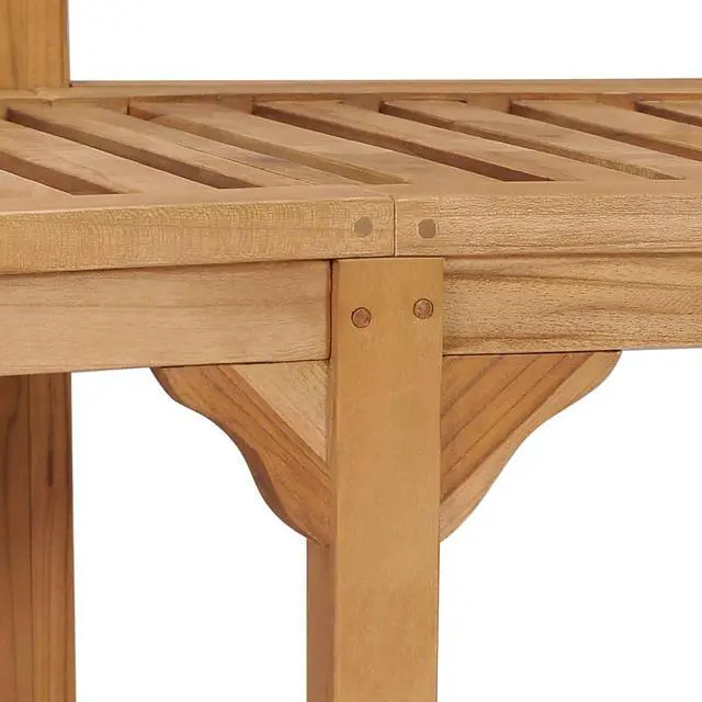 Alt view image 18 of 19 - vidaXL Banana Bench Outdoor Patio Banana Bench with Armrest Solid Wood Teak
