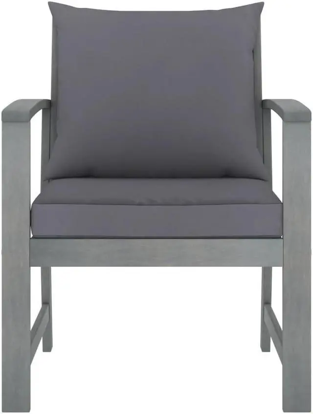 Alt view image 2 of 13 - vidaXL Patio Chairs 2 Pcs Dining Chair with Dark Gray Cushions Solid Wood Acacia