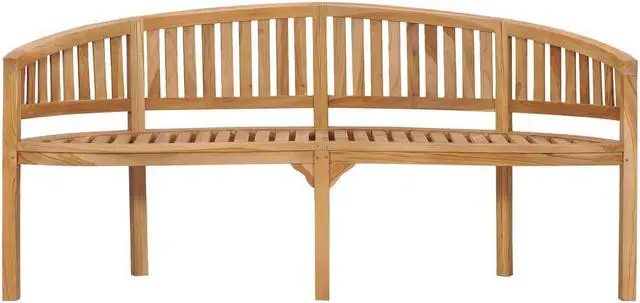 Alt view image 15 of 19 - vidaXL Banana Bench Outdoor Patio Banana Bench with Armrest Solid Wood Teak