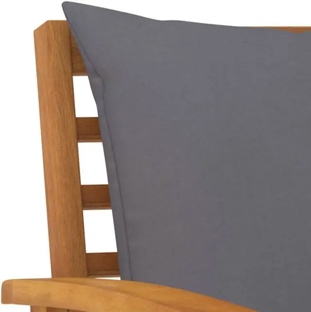 Alt view image 5 of 13 - vidaXL Patio Chairs 2 Pcs Dining Chair with Dark Gray Cushion Solid Wood Acacia