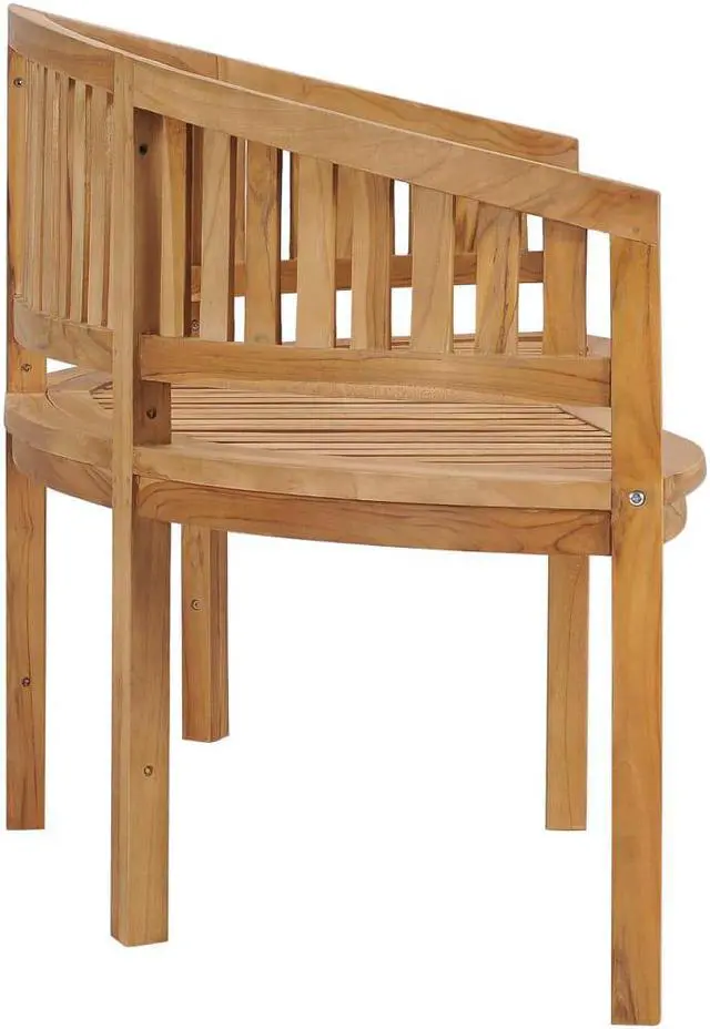 Alt view image 16 of 19 - vidaXL Banana Bench Outdoor Patio Banana Bench with Armrest Solid Wood Teak