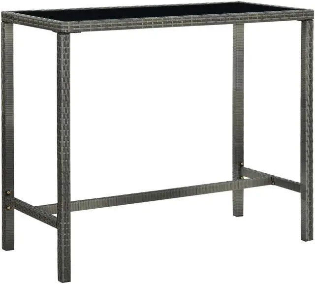 Main image of vidaXL Patio Bar Table Gray 51.2"x23.6"x43.3" Poly Rattan and Glass