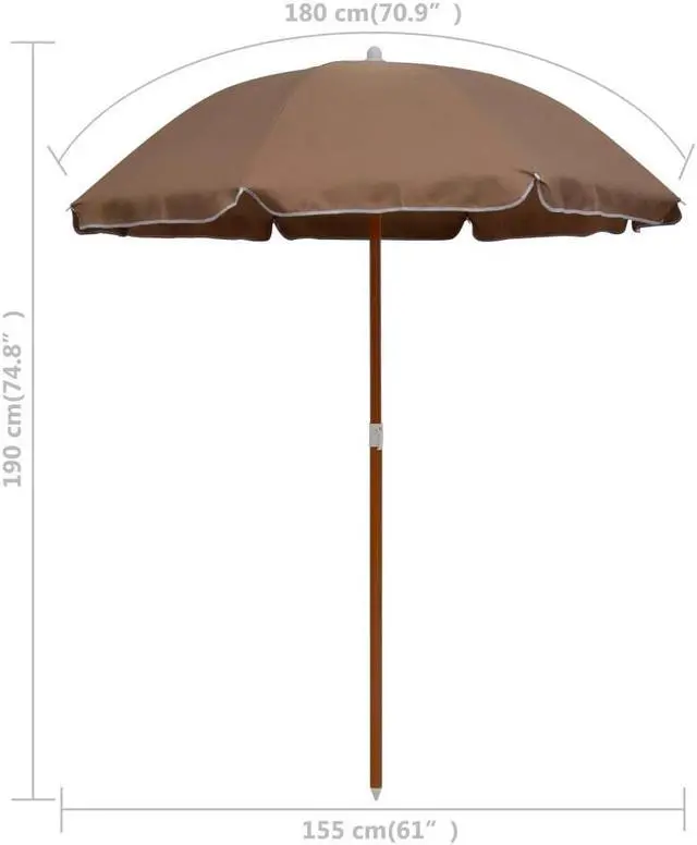 Alt view image 5 of 12 - vidaXL Garden Parasol Outdoor Patio Sunshade for Balcony Backyard Deck Taupe