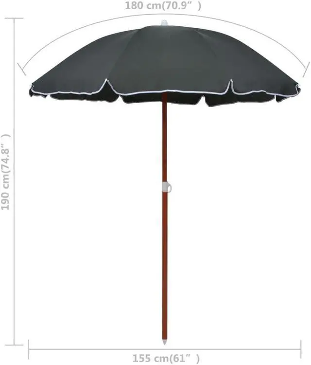 Alt view image 5 of 13 - vidaXL Garden Parasol  with Steel Pole Sand 180 cm