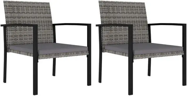 Alt view image 5 of 7 - vidaXL Patio Dining Set 3 Piece Outdoor Table and Chair Set Poly Rattan Gray