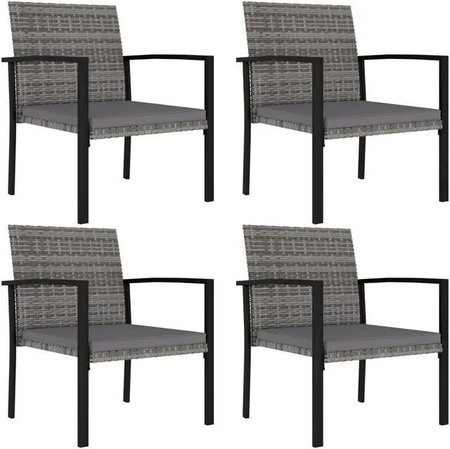 Alt view image 6 of 7 - vidaXL Patio Dining Set 7 Piece Outdoor Table and Chair Set Poly Rattan Gray