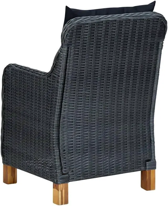 Alt view image 13 of 13 - vidaXL 3 Piece Garden Lounge Set with Cushions Poly Rattan Dark Gray