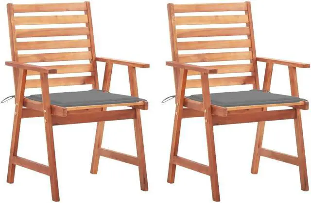 Main image of vidaXL Patio Dining Chairs 2 Pcs Outdoor Chair with Cushions Solid Wood Acacia