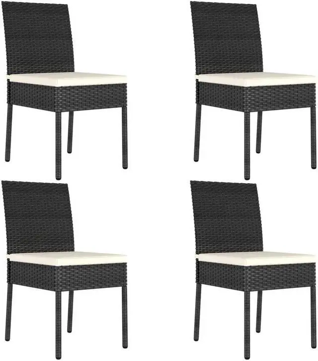 Alt view image 12 of 12 - vidaXL 5 Piece Garden Dining Set Poly Rattan Black