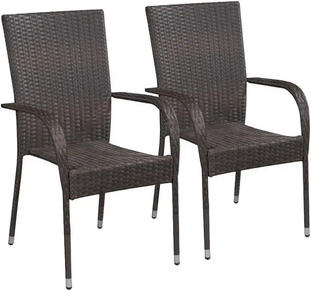 Alt view image 10 of 13 - vidaXL 3 Piece Garden Dining Set Brown
