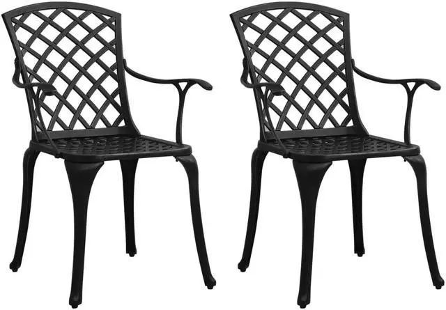 Main image of vidaXL Patio Chairs 2 Pcs Patio Furniture for Garden Deck Cast Aluminum Black