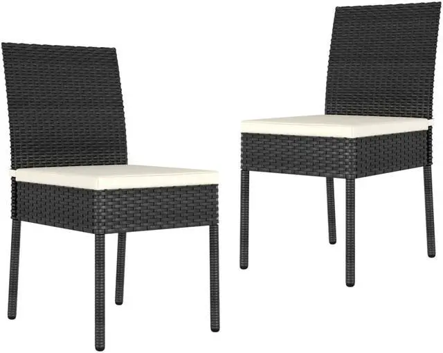 Alt view image 12 of 12 - vidaXL 3 Piece Garden Dining Set Poly Rattan Black