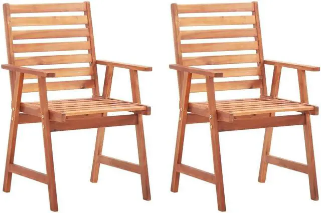 Alt view image 2 of 7 - vidaXL Patio Dining Chairs 2 Pcs Outdoor Chair with Cushions Solid Wood Acacia