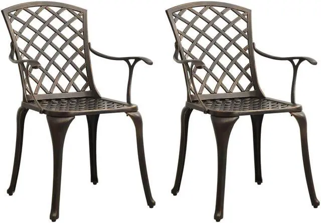 Alt view image 7 of 14 - vidaXL Garden Chairs 2 pcs Cast Aluminum Bronze