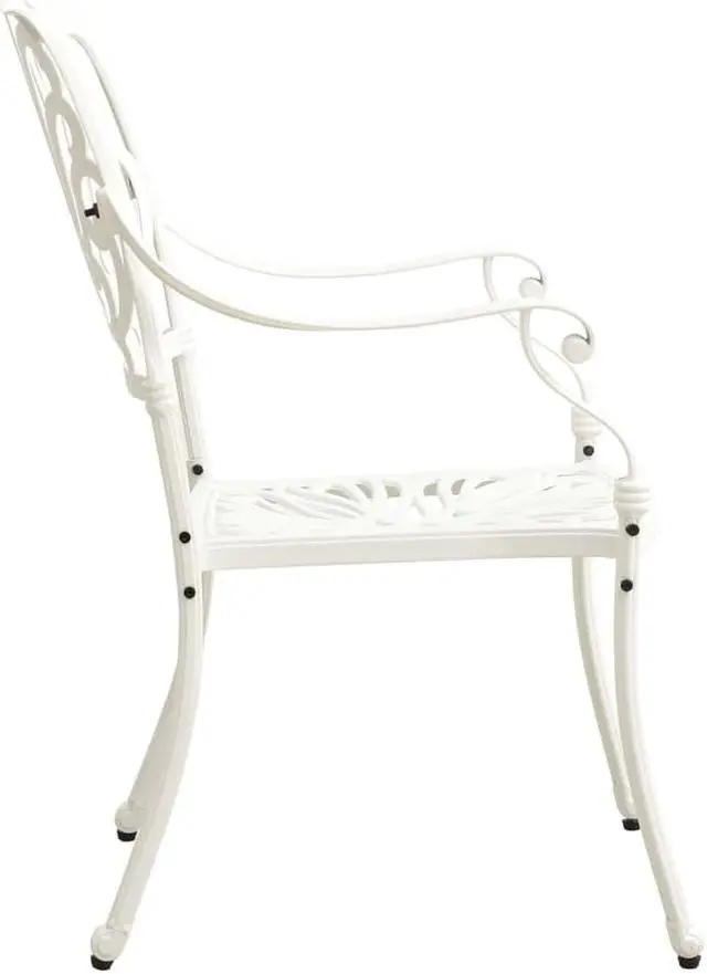 Alt view image 5 of 7 - vidaXL Bistro Set Table and Chair Bistro Table 3 Piece Cast Aluminum White