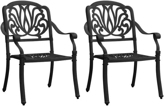 Main image of vidaXL Patio Chairs 2 Pcs Patio Furniture for Garden Deck Cast Aluminum Black