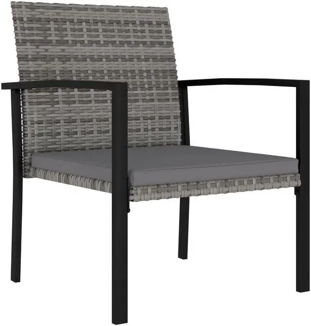 Alt view image 7 of 7 - vidaXL Patio Dining Set 7 Piece Outdoor Table and Chair Set Poly Rattan Gray