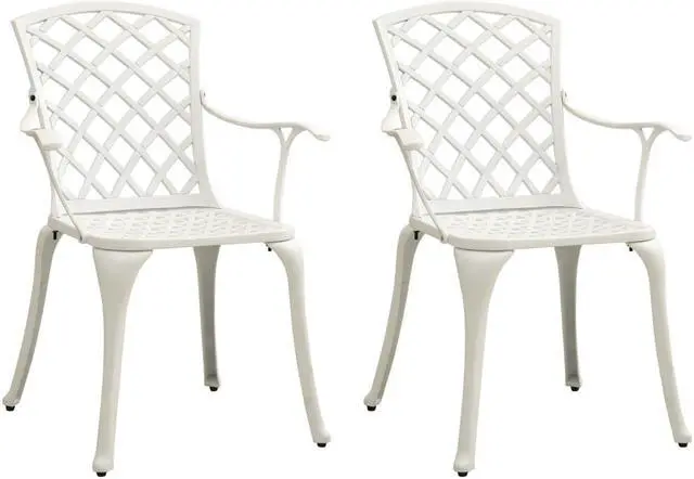 Alt view image 7 of 15 - vidaXL Garden Chairs 2 pcs Cast Aluminum White