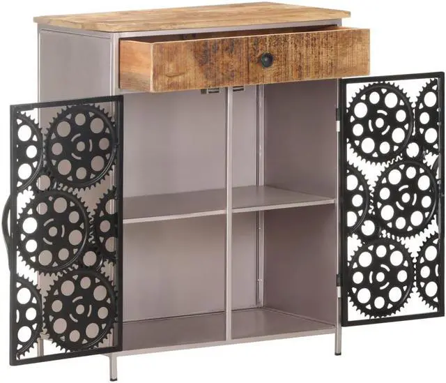 Alt view image 6 of 13 - vidaXL Sideboard Storage Sideboard Cabinet for Entryway Rough Mango Wood & Iron