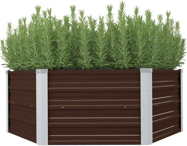 Main image of vidaXL Raised Garden Bed Brown Galvanized Steel Planter Flower Box Outdoor