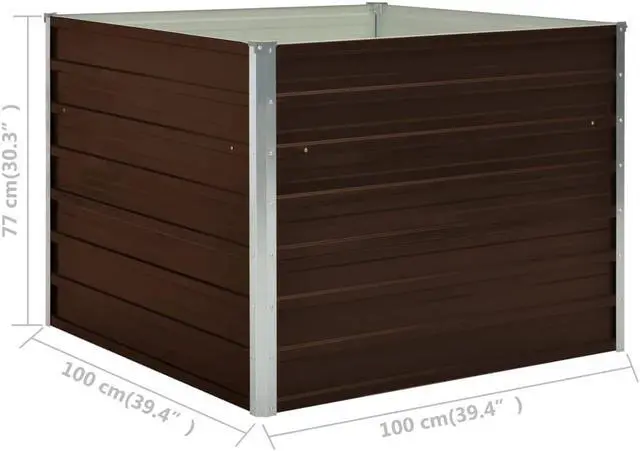 Alt view image 6 of 13 - vidaXL Raised Garden Bed Patio Raised Flower Bed Galvanized Steel Planter Brown