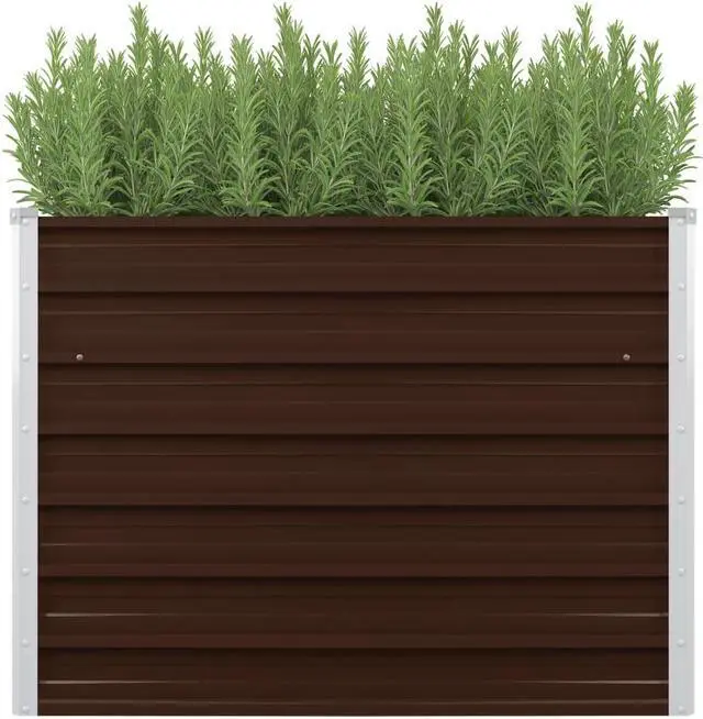 Main image of vidaXL Raised Garden Bed Patio Raised Flower Bed Galvanized Steel Planter Brown
