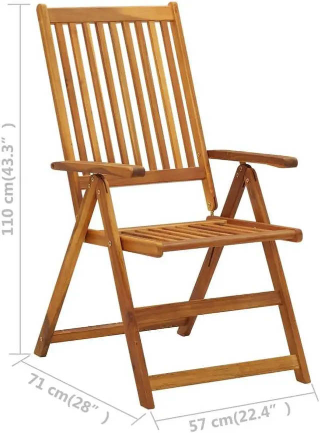 Alt view image 7 of 13 - vidaXL Outdoor Recliner Chairs 2 Pcs Patio Reclining Chair Solid Wood Acacia