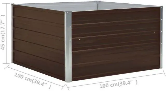 Alt view image 6 of 13 - vidaXL Raised Garden Bed Galvanized Steel Brown Planter Flower Box Outdoor