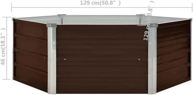 Alt view image 6 of 13 - vidaXL Raised Garden Bed Brown Galvanized Steel Planter Flower Box Outdoor