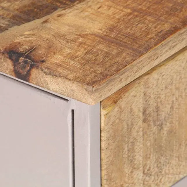 Alt view image 2 of 13 - vidaXL Cabinet End Table with Real Bicycle Chain Wheel Design Rough Mango Wood