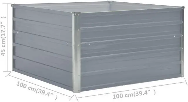 Alt view image 6 of 13 - vidaXL Raised Garden Bed Galvanized Steel Gray Planter Flower Box Outdoor