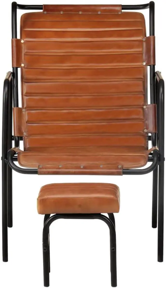 Alt view image 2 of 13 - vidaXL Armchair Accent Relaxing Armchair with a Footrest Brown Real Leather